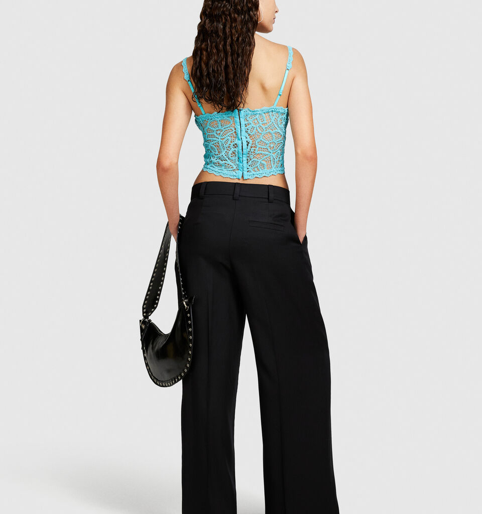 Cropped crochet top - women's tops - Turquoise | Sisley image number 3